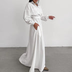 Women's French Collar Belted Shirt Dress