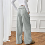 Autumn Winter Simple Loose Lace Stitching Wide Leg Sweatpants for Women