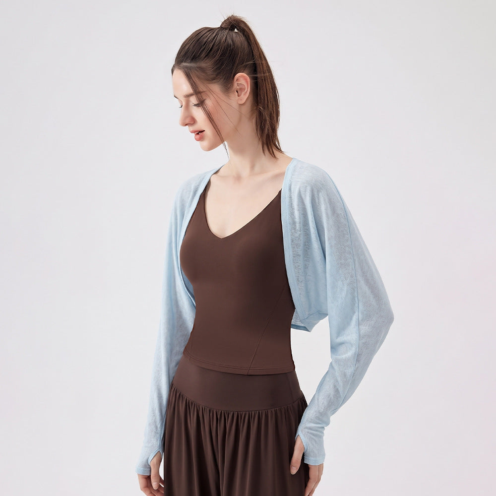 Loose Breathable Yoga Jacket Long Sleeved Exercise Workout T Blouse