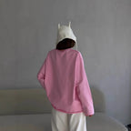 Women's Women's's Worn Cotton Long Sleeve T-Shirt Loose Soft Knitted Terry Cloth Top