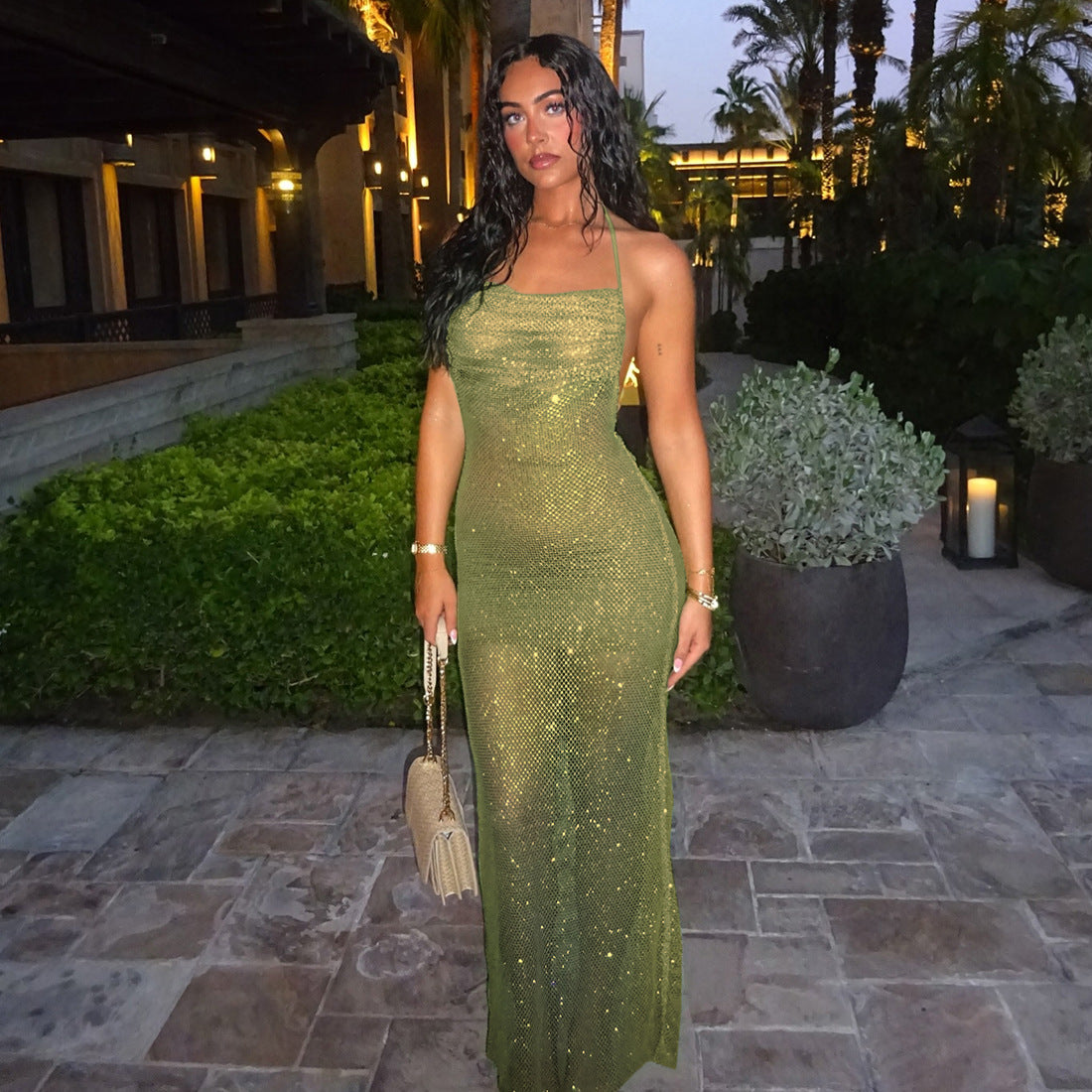 Women's Backless Halter Dress