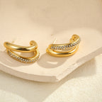 Women's Double Ring Rhinestone Earrings