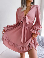Women's Ruffle Lace-Up Summer Swing Dress
