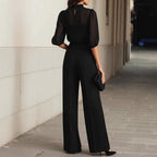 Women Summer Slimming Printed Short Sleeved Wide Leg Pants Three Piece Set