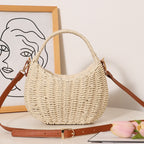 Women's Fresh Crossbody Floral Basket Straw Bag Cute Hand Carrying Three Dimensional Woven Bag Women Seaside Vacation Beach Bag