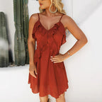Ruffle Spaghetti-Strap Split Maxi Dress