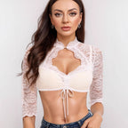 Women’s Lace Ruched Cutout Cropped Top