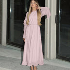 Ruffled Tied Long Sleeve Dress High Grade