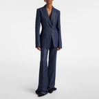 Fashionable Faux Jean Slim Fit Single Breasted Blazer