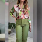 Women's Summer Printed Top Slim Pants Two Piece Set Women's