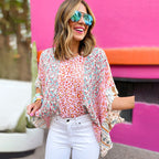Women's Floral Contrast-Print Top – Three-Quarter Sleeve