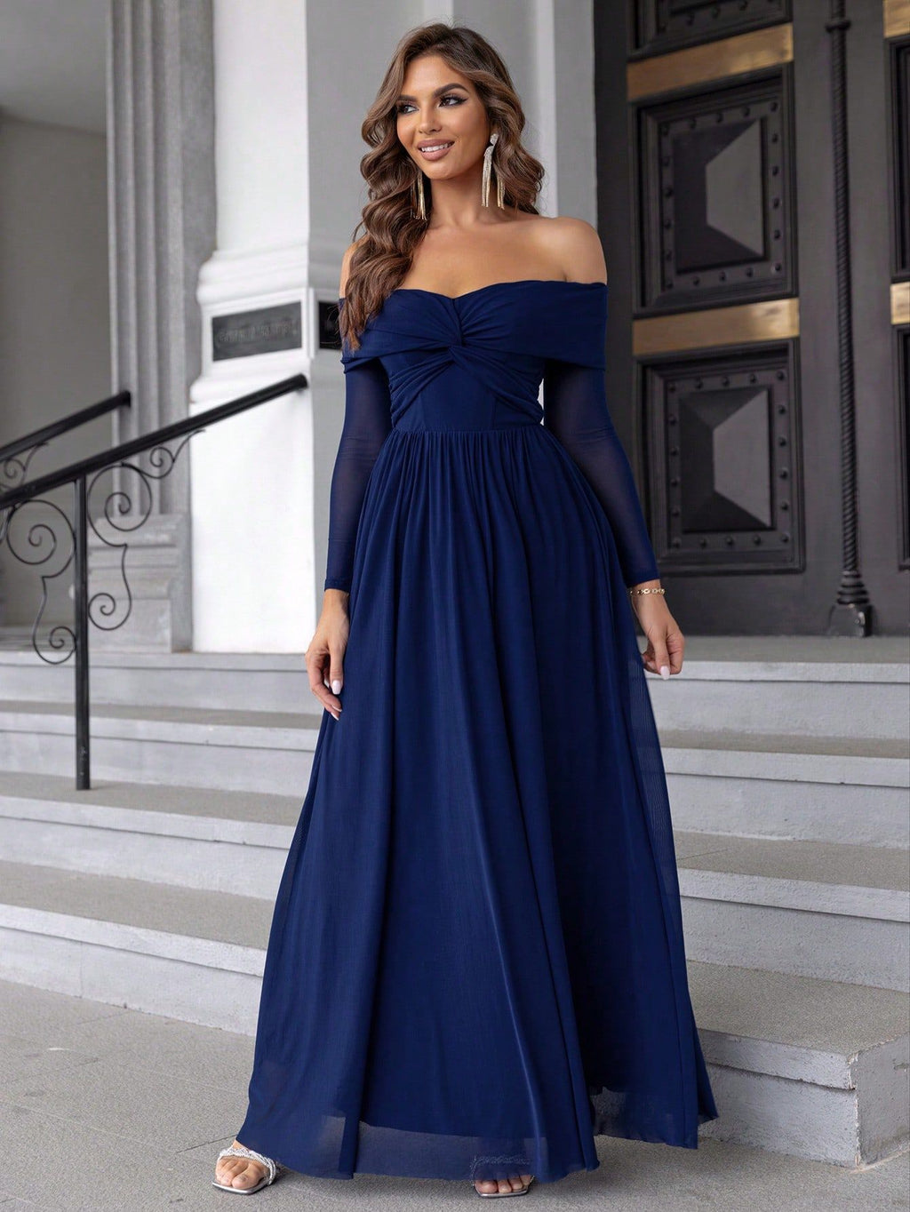 Women's Off-Shoulder Mesh Dress