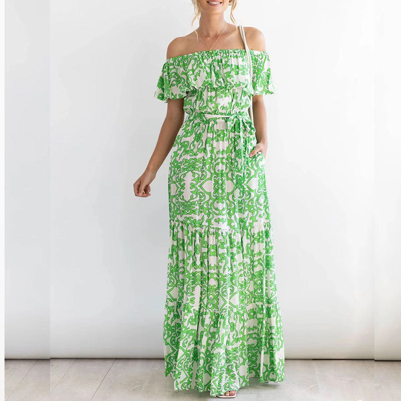 Off-Shoulder Ruffle Maxi Dress