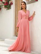 Women's Front-Twist Lantern-Sleeve Dress