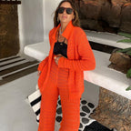 Clothes Solid Color Straight Leg Pants Knit Two-Piece Set