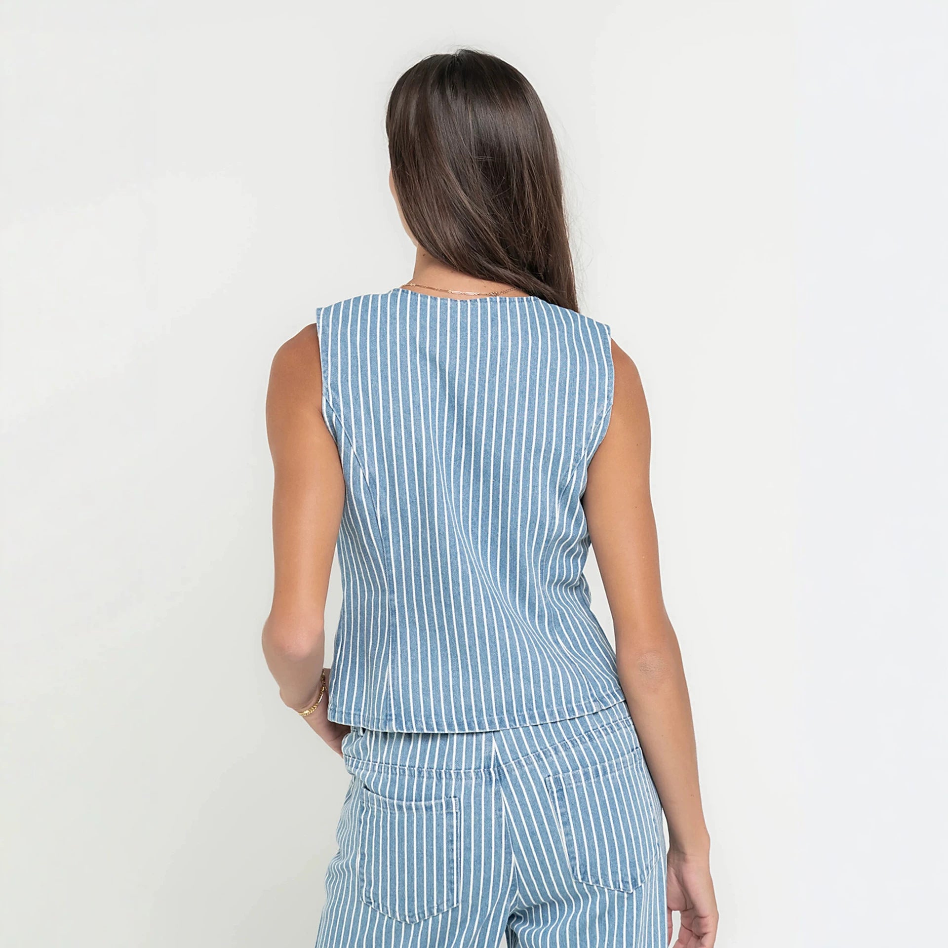 Women's Striped Vest and Trousers Set