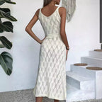 Knitted V-Neck Cutout Dress