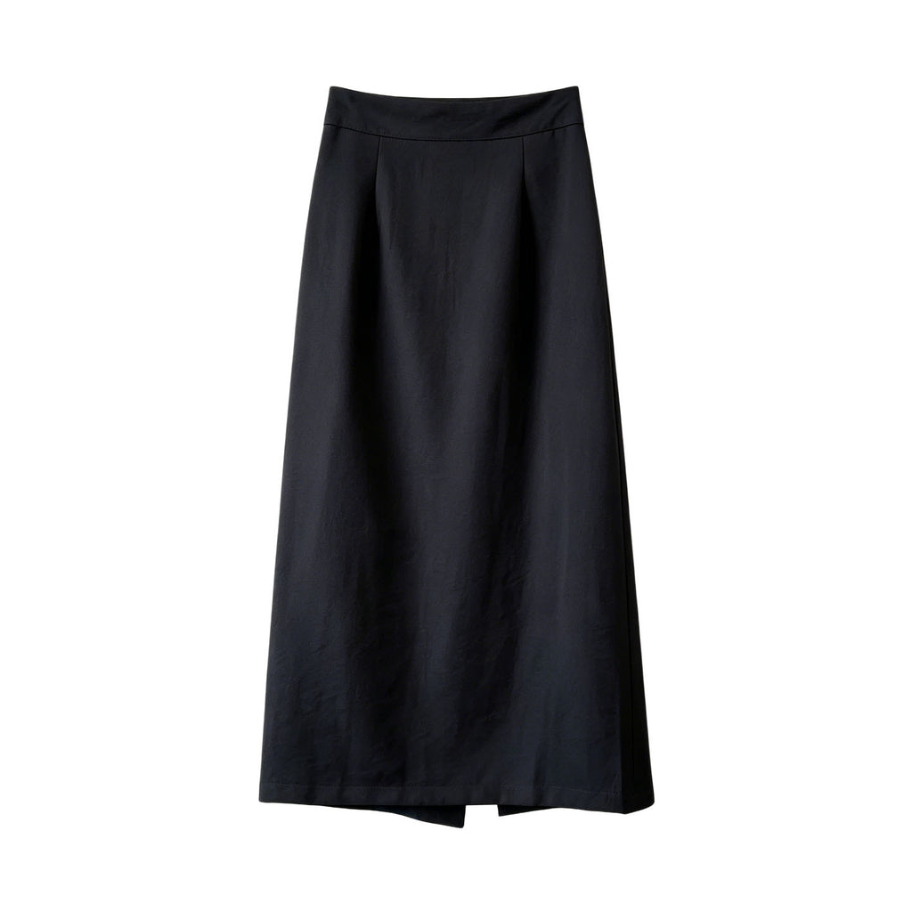 Simple Graceful Skirt Women Summer Slimming High Waist A line Split Sheath Mid Length Skirt