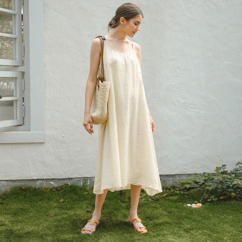 Ramie-Cotton Camisole Maxi Dress