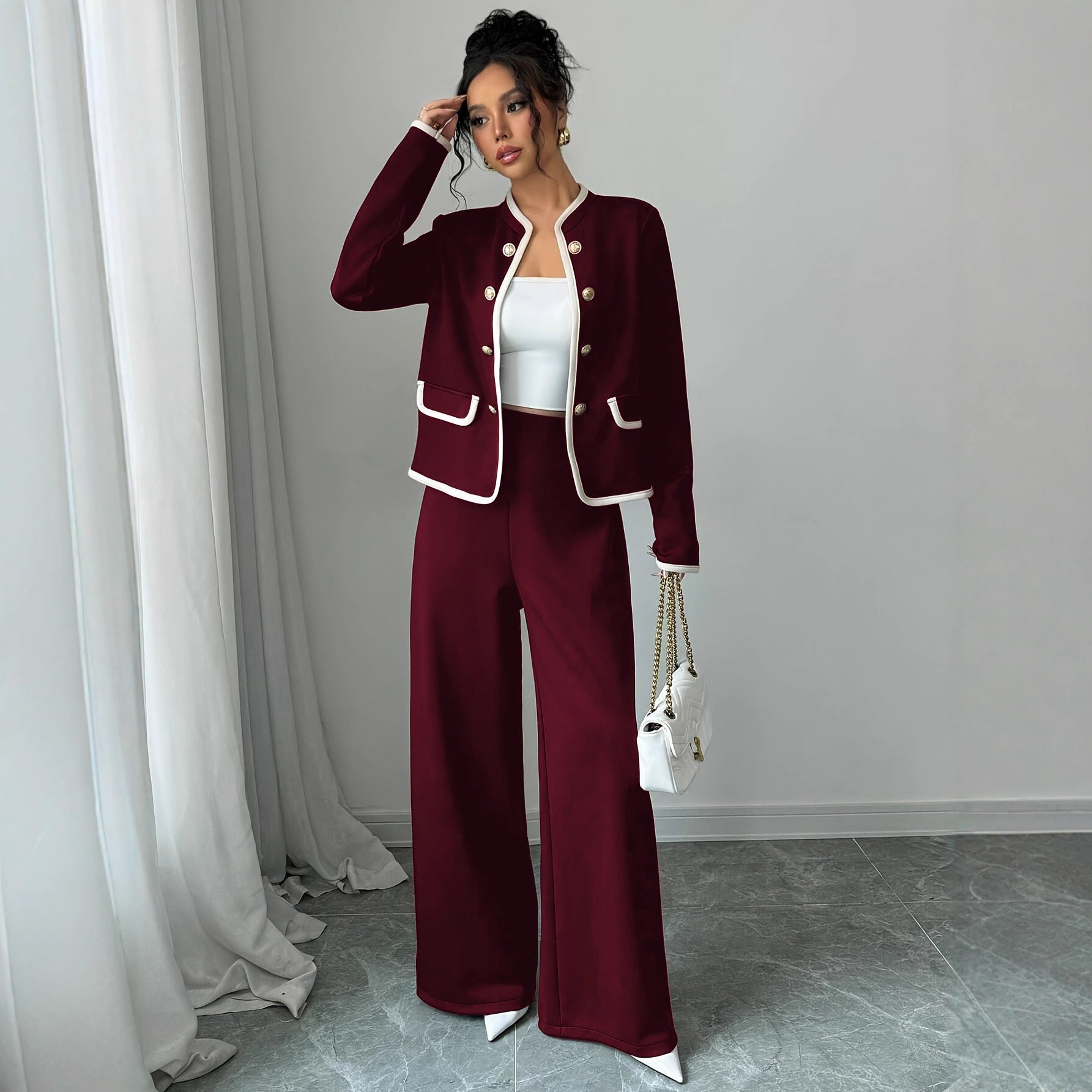 Slimming Chinese Casual Women Red High End Fashionable French Korean Chanel Set