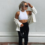 's Crew Neck Rib Sports Vest Cropped Waist I Shaped Short Top