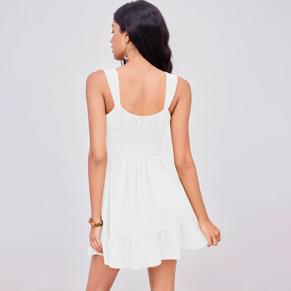 Women's Cotton Smocked Spaghetti-Strap Mini Dress