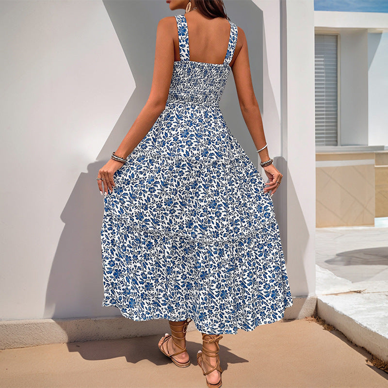 Women's Ruffle-Trim Floral Square-Neck Maxi Dress