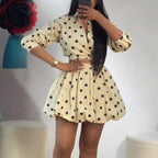 Women's Elegant Polka Dot Printed Coordinated Two-Piece Set