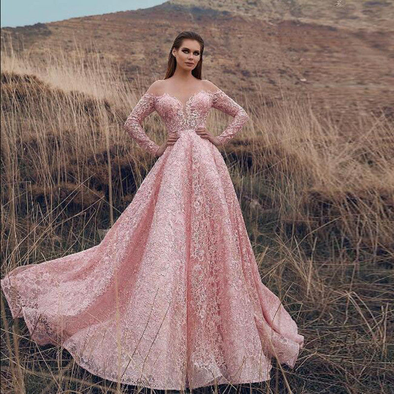 Dress Cutout Lace Embroidery Strapless Formal Swing