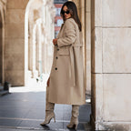 Women's Extra-Long Double-Breasted Wool-Look Coat