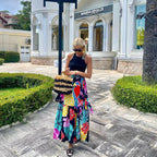 Internet Celebrity Same Print Lace Up Vacation Casual Skirt