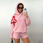Women's Hooded Pullover and Shorts Set
