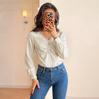 Commuting Elegant Jumpsuit Autumn Long Sleeve Sequined V
