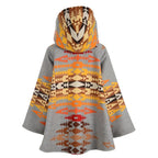 Women's Long Sleeve Hooded Jacket Printed Woolen Coat
