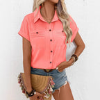 Women's Collared Buckle-Detail Raglan Top