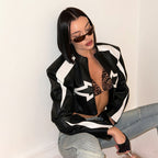 Women's Stand-Collar Faux-Leather Zip Jacket