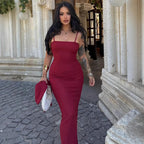 Women's Long Sleeve Cami Slit Bodycon Maxi Dress