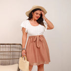 Plus Size Jacquard Mesh Mini Dress