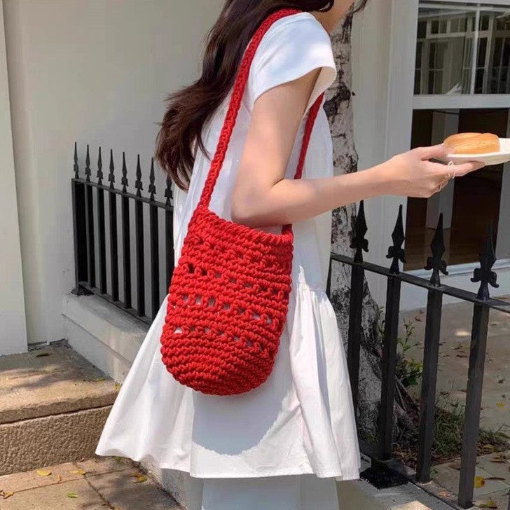 Women's Cotton Woven Bucket Bag