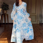 Summer High Waist French Long Large Hem Holiday Dress