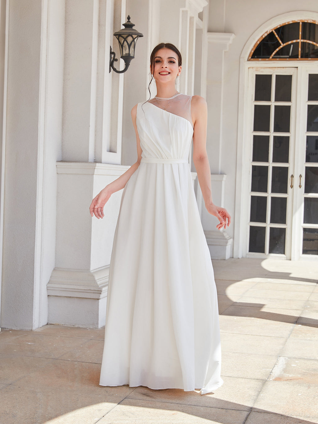 Women's Rhinestone Lace A-Line Maxi Dress
