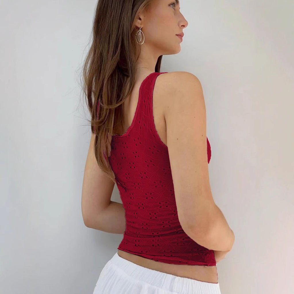 's Little Fresh Hollow Out Cutout Out Tied Texture Vest Vacation