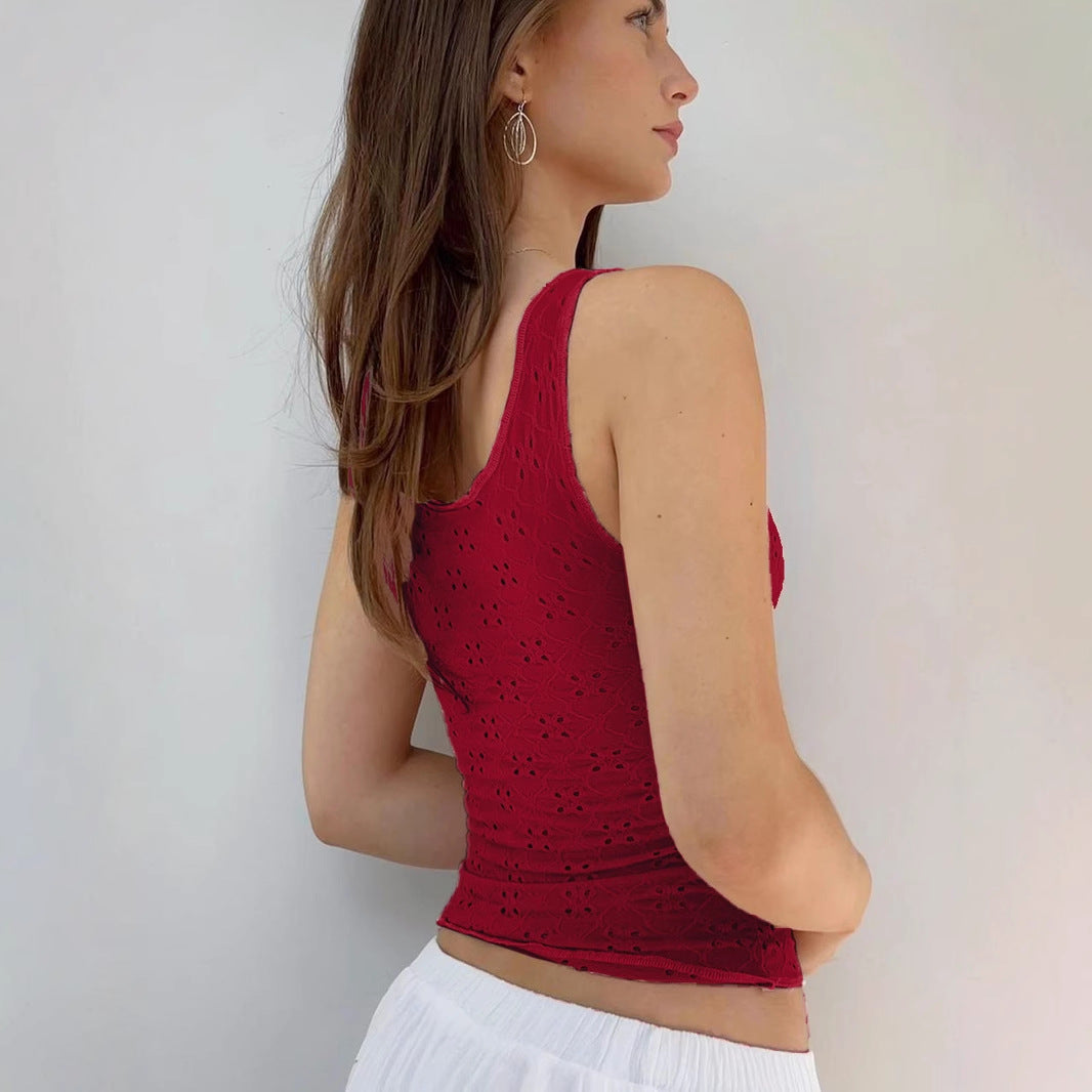 's Little Fresh Hollow Out Cutout Out Tied Texture Vest Vacation