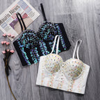 Women's Rhinestone Boned Corset Tube Top