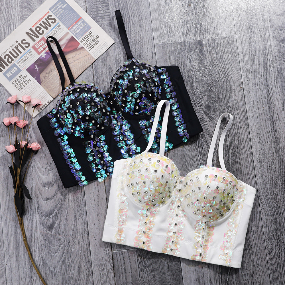 Women's Rhinestone Boned Corset Tube Top