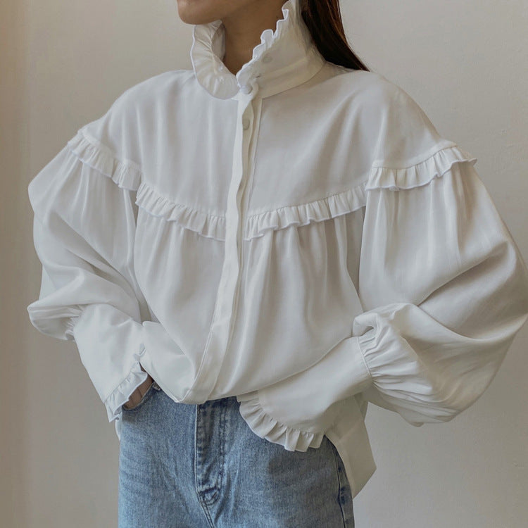 Lace Lantern-Sleeve Shirt