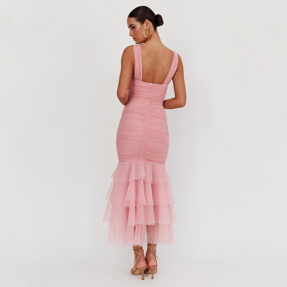 Women's Patchwork Strap Dress Skinny Sheath Dress