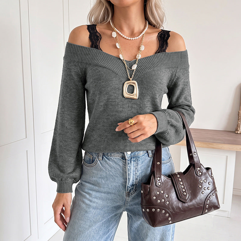 Women's Lace Patchwork Knit Sweater