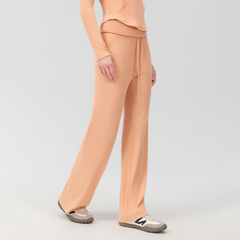 Women's Turn Up Athletic Trousers Loose Fitting Straight Leg Pants Yoga