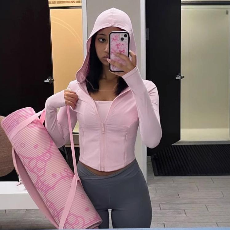 Women's Hooded Zip Front Long Sleeve Top